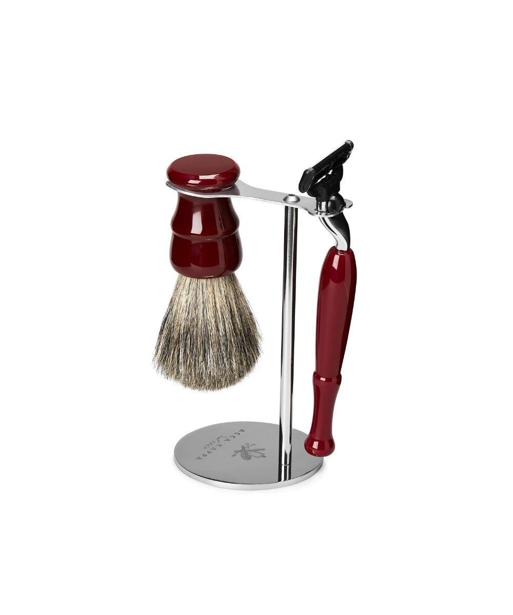 Shaving Set With Stand - Vintage RED BADGER